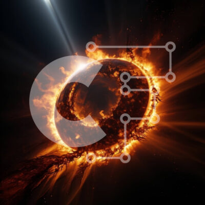 Intra Συλλεκτικό Ξύλινο Παζλ Plywood 4mm - Μυστηριώδης και προκαλεί δέος εικόνα μιας μαύρης τρύπας με φλόγες Σε Ξύλινο Κουτί - Διαστάσεις Puzzle: 10x10 cm – 25 κομμάτια - Image 1