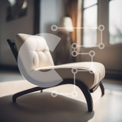 Intra Συλλεκτικό Ξύλινο Παζλ Plywood  4mm - Μοντέρνα λευκή δερμάτινη πολυθρόνα με ξύλινο σκελετό Σε Ξύλινο Κουτί - Διαστάσεις Puzzle: 10x10 cm – 25 κομμάτια - Image 1