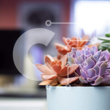 Intra Συλλεκτικό Ξύλινο Παζλ Plywood  4mm - Παχύφυτα σε γλάστρα σε περιβάλλον γραφείου Σε Ξύλινο Κουτί - Διαστάσεις Puzzle: 10x10 cm – 25 κομμάτια - Image 1