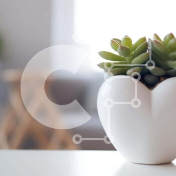 Intra Συλλεκτικό Ξύλινο Παζλ Plywood  4mm - Λευκό βάζο σε σχήμα καρδιάς με παχύφυτα σε εσωτερικό περιβάλλον Σε Ξύλινο Κουτί - Διαστάσεις Puzzle: 10x10 cm – 25 κομμάτια - Image 1