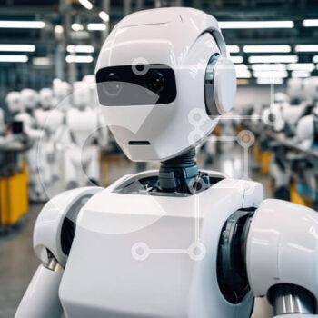 Intra Συλλεκτικό Ξύλινο Παζλ Plywood  4mm - Ομάδα λευκών ρομπότ σε μια γραμμή συναρμολόγησης Σε Ξύλινο Κουτί - Διαστάσεις Puzzle: 10x10 cm – 25 κομμάτια - Image 1