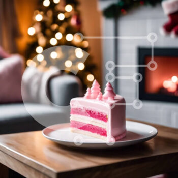 Intra Συλλεκτικό Ξύλινο Παζλ Plywood  4mm - Ροζ κέικ σε ένα τραπέζι μπροστά από ένα διακοσμητικό τζάκι Σε Ξύλινο Κουτί - Διαστάσεις Puzzle: 10x10 cm – 25 κομμάτια - Image 1