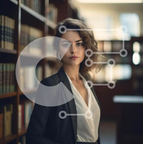 Intra Συλλεκτικό Ξύλινο Παζλ Plywood  4mm - Νεαρή γυναίκα στην ακαδημαϊκή βιβλιοθήκη Σε Ξύλινο Κουτί - Διαστάσεις Puzzle: 10x10 cm – 25 κομμάτια - Image 1