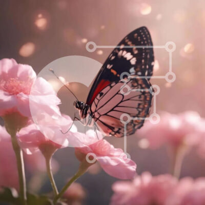 Intra Συλλεκτικό Ξύλινο Παζλ Plywood  4mm - Πεταλούδα στα ροζ λουλούδια Σε Ξύλινο Κουτί - Διαστάσεις: 10x10 cm – 25 κομμάτια - Image 1