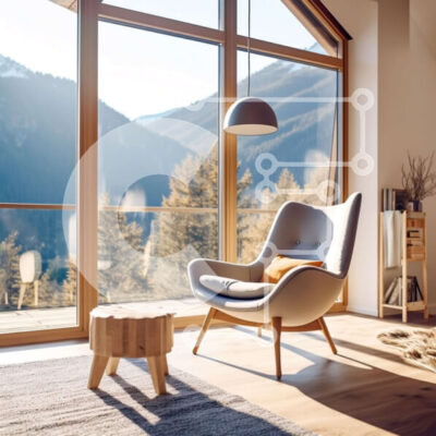 Intra Συλλεκτικό Ξύλινο Παζλ Plywood  4mm - Εκπληκτικό μοντέρνο σαλόνι με θέα στο βουνό Σε Ξύλινο Κουτί - Διαστάσεις Puzzle: 10x10 cm – 25 κομμάτια - Image 1