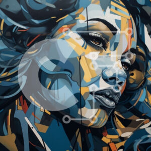 Intra Συλλεκτικό Ξύλινο Παζλ Plywood  4mm - Ζωντανά και εκφραστικά πρόσωπα γυναικών στην αφηρημένη τέχνη Σε Ξύλινο Κουτί - Διαστάσεις Puzzle: 10x10 cm – 25 κομμάτια