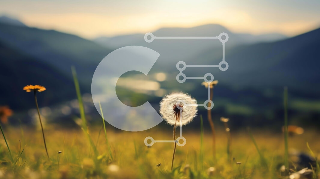 Intra Συλλεκτικό Ξύλινο Παζλ Plywood  4mm - Πικραλίδα σε ένα χορταριασμένο χωράφι με βουνά στο φόντο Σε Ξύλινο Κουτί - Διαστάσεις: 10x10 cm – 25 κομμάτια