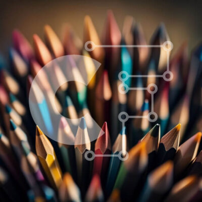 Intra Συλλεκτικό Ξύλινο Παζλ Plywood  4mm - Ζωντανή κινηματογράφηση σε πρώτο πλάνο με πολύχρωμα μολύβια σε έναν κύκλο Σε Ξύλινο Κουτί - Διαστάσεις Puzzle: 10x10 cm – 25 κομμάτια - Image 1