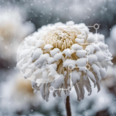 Intra Συλλεκτικό Ξύλινο Παζλ Plywood  4mm - Χιονισμένο λευκό λουλούδι το χειμώνα Σε Ξύλινο Κουτί - Διαστάσεις: 10x10 cm – 25 κομμάτια - Image 1