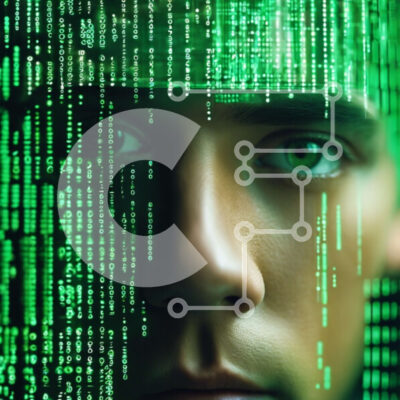 Intra Συλλεκτικό Ξύλινο Παζλ Plywood  4mm - Άνδρας που φορά ηλεκτρονική μάσκα με πράσινο δυαδικό κώδικα Σε Ξύλινο Κουτί - Διαστάσεις Puzzle: 10x10 cm – 25 κομμάτια - Image 1