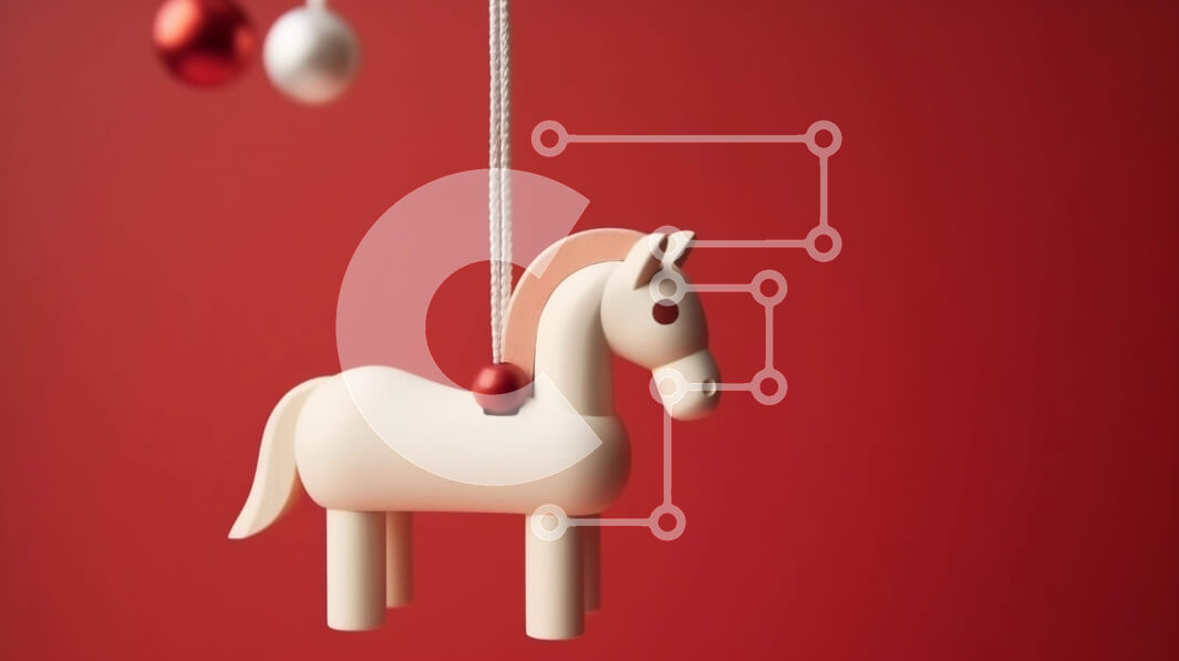 Intra Συλλεκτικό Ξύλινο Παζλ Plywood  4mm - Στολίδι Λευκό Άλογο Κρεμαστό με Κόκκινες Μπάλες Σε Ξύλινο Κουτί - Διαστάσεις Puzzle: 10x10 cm – 25 κομμάτια