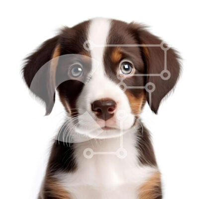 Intra Συλλεκτικό Ξύλινο Παζλ Plywood  4mm - Αξιολάτρευτο καφέ και λευκό κουτάβι που κοιτάζει ψηλά με περίεργη έκφραση Σε Ξύλινο Κουτί - Διαστάσεις: 10x10 cm – 25 κομμάτια - Image 1