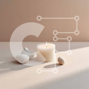 Intra Συλλεκτικό Ξύλινο Παζλ Plywood  4mm - Ήρεμη και ειρηνική εικόνα ενός αναμμένου λευκού κεριού με κερί που στάζει και βράχους Σε Ξύλινο Κουτί - Διαστάσεις: 10x10 cm – 25 κομμάτια