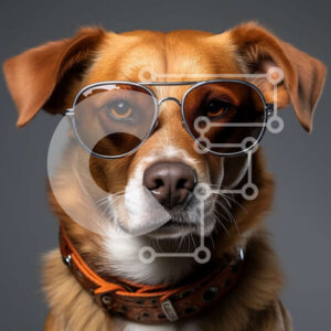 Intra Συλλεκτικό Ξύλινο Παζλ Plywood  4mm - Αξιολάτρευτη εικόνα ενός κομψού σκύλου με γυαλιά ηλίου και δερμάτινο κολάρο Σε Ξύλινο Κουτί - Διαστάσεις: 10x10 cm – 25 κομμάτια