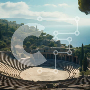 Intra Συλλεκτικό Ξύλινο Παζλ Plywood  4mm - Αρχαίο Ρωμαϊκό Θέατρο με θέα στον Ωκεανό Σε Ξύλινο Κουτί - Διαστάσεις Puzzle: 10x10 cm – 25 κομμάτια - Image 1