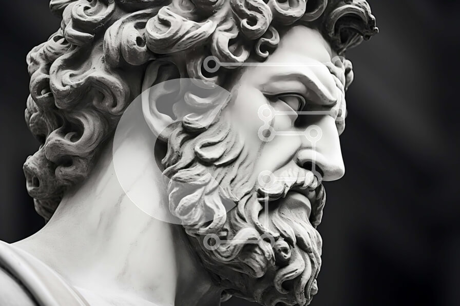 Intra Συλλεκτικό Ξύλινο Παζλ Plywood  4mm - Όμορφο μαρμάρινο άγαλμα ενός γενειοφόρου άνδρα στην Τόγκα Σε Ξύλινο Κουτί - Διαστάσεις: 10x10 cm – 25 κομμάτια