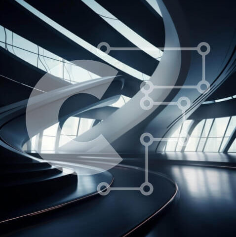 Intra Συλλεκτικό Ξύλινο Παζλ Plywood 4mm - Φουτουριστικό εσωτερικό κτιρίου με καμπύλες σκάλες και παράθυρα Σε Ξύλινο Κουτί - Διαστάσεις Puzzle: 10x10 cm – 25 κομμάτια - Image 1