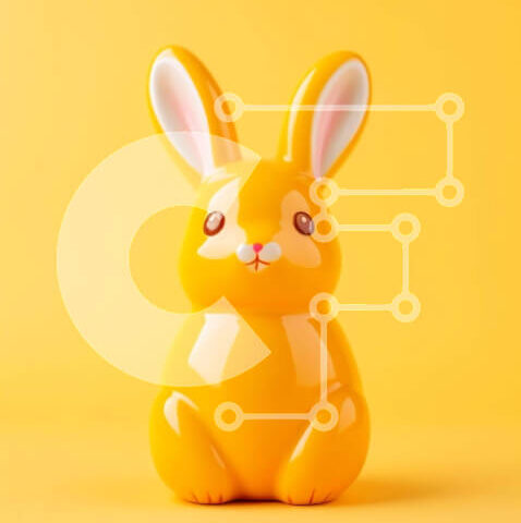 Intra Συλλεκτικό Ξύλινο Παζλ Plywood 4mm - Κίτρινο ειδώλιο λαγουδάκι σε πορτοκαλί φόντο Σε Ξύλινο Κουτί - Διαστάσεις: 10x10 cm – 25 κομμάτια - Image 1