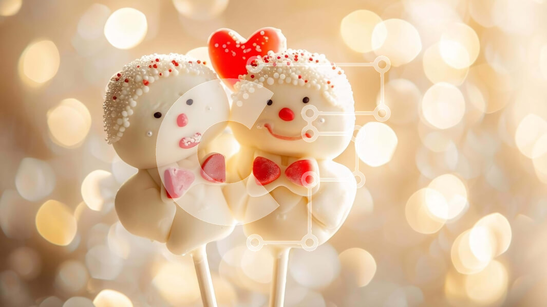 Intra Συλλεκτικό Ξύλινο Παζλ Plywood  4mm - Τούρτα χιονάνθρωπος της ημέρας του Αγίου Βαλεντίνου με μπαστούνια σε σχήμα καρδιάς Σε Ξύλινο Κουτί - Διαστάσεις: 10x10 cm – 25 κομμάτια