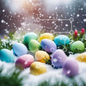 Intra Συλλεκτικό Ξύλινο Παζλ Plywood  4mm - Πολύχρωμα Πασχαλινά αυγά στο χιόνι Σε Ξύλινο Κουτί - Διαστάσεις: 10x10 cm – 25 κομμάτια