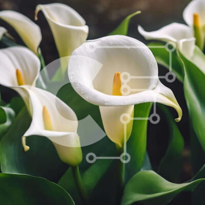 Intra Συλλεκτικό Ξύλινο Παζλ Plywood  4mm - Ανθισμένα λευκά κρίνα κάλλας σε πράσινο φύλλωμα Σε Ξύλινο Κουτί - Διαστάσεις: 10x10 cm – 25 κομμάτια - Image 1