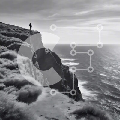 Intra Συλλεκτικό Ξύλινο Παζλ Plywood  4mm - Άτομο που στέκεται στους βράχους με θέα στον ωκεανό Σε Ξύλινο Κουτί - Διαστάσεις Puzzle: 10x10 cm – 25 κομμάτια - Image 1