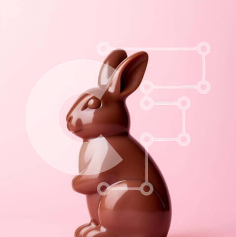 Intra Συλλεκτικό Ξύλινο Παζλ Plywood  4mm - Σοκολατένιο ειδώλιο λαγουδάκι του Πάσχα σε πορτοκαλί φόντο Σε Ξύλινο Κουτί - Διαστάσεις: 10x10 cm – 25 κομμάτια - Image 1