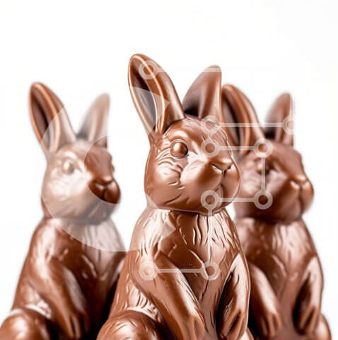 Intra Συλλεκτικό Ξύλινο Παζλ Plywood  4mm - Τρία σοκολατένια κουνελάκια σε άσπρο φόντο Σε Ξύλινο Κουτί - Διαστάσεις: 10x10 cm – 25 κομμάτια - Image 1