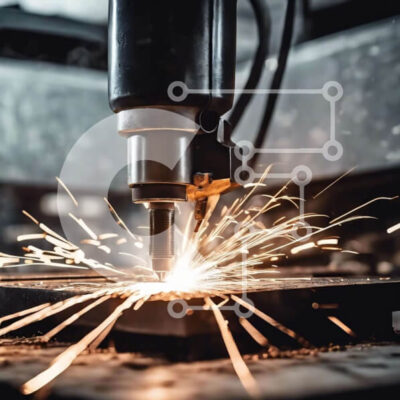 Intra Συλλεκτικό Ξύλινο Παζλ Plywood 4mm - Μηχανή κοπής μετάλλων με σπινθήρες στη μεταποιητική βιομηχανία Σε Ξύλινο Κουτί - Διαστάσεις Puzzle: 10x10 cm – 25 κομμάτια - Image 1