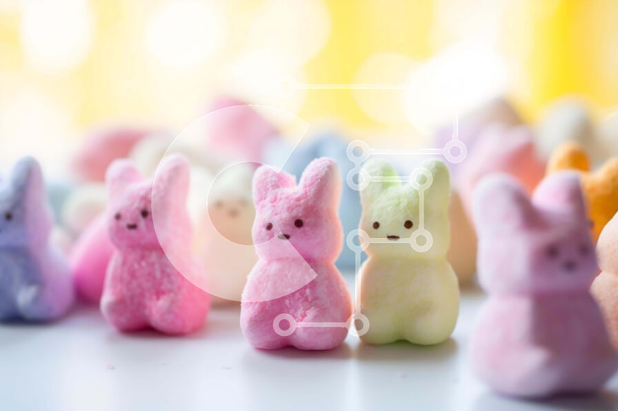 Intra Συλλεκτικό Ξύλινο Παζλ Plywood  4mm - Πολύχρωμο Marshmallow Peeps Bunnies για τους εορτασμούς του Πάσχα Σε Ξύλινο Κουτί - Διαστάσεις: 10x10 cm – 25 κομμάτια