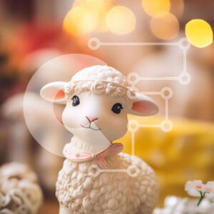 Intra Συλλεκτικό Ξύλινο Παζλ Plywood  4mm - Μικρό άσπρο πρόβατο ειδώλιο σε ανθοσυνθέσεις Σε Ξύλινο Κουτί - Διαστάσεις: 10x10 cm – 25 κομμάτια