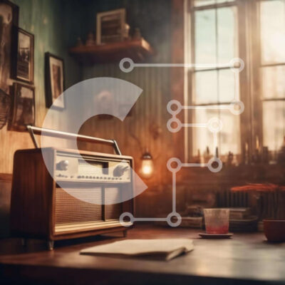 Intra Συλλεκτικό Ξύλινο Παζλ Plywood  4mm - Vintage ραδιόφωνο και κύπελλο σε ξύλινο τραπέζι Σε Ξύλινο Κουτί - Διαστάσεις Puzzle: 10x10 cm – 25 κομμάτια - Image 1