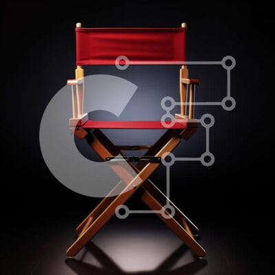 Intra Συλλεκτικό Ξύλινο Παζλ Plywood  4mm - Κόκκινη καρέκλα σκηνοθέτη σε σκούρο φόντο Σε Ξύλινο Κουτί - Διαστάσεις: 10x10 cm – 25 κομμάτια - Image 1