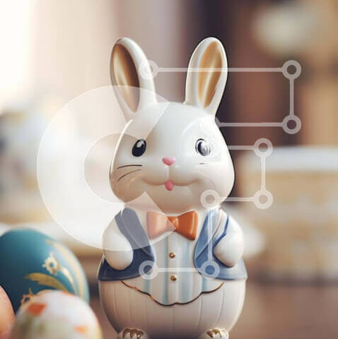 Intra Συλλεκτικό Ξύλινο Παζλ Plywood  4mm - Ειδώλιο λαγουδάκι του Πάσχα στο πασχαλινό αυγό Σε Ξύλινο Κουτί - Διαστάσεις: 10x10 cm – 25 κομμάτια - Image 1