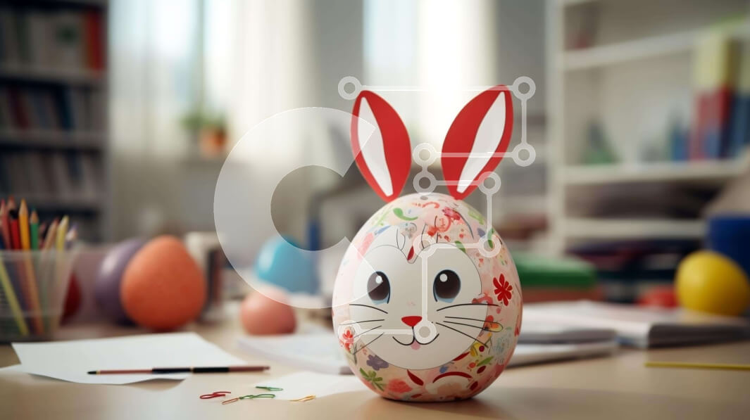 Intra Συλλεκτικό Ξύλινο Παζλ Plywood  4mm - Πασχαλινό Αυγό με Διακόσμηση Προσώπου Λαγουδάκι Σε Ξύλινο Κουτί - Διαστάσεις: 10x10 cm – 25 κομμάτια