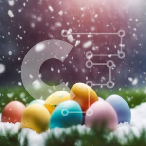 Intra Συλλεκτικό Ξύλινο Παζλ Plywood  4mm - Πολύχρωμα Πασχαλινά αυγά στο χιόνι Σε Ξύλινο Κουτί - Διαστάσεις: 10x10 cm – 25 κομμάτια