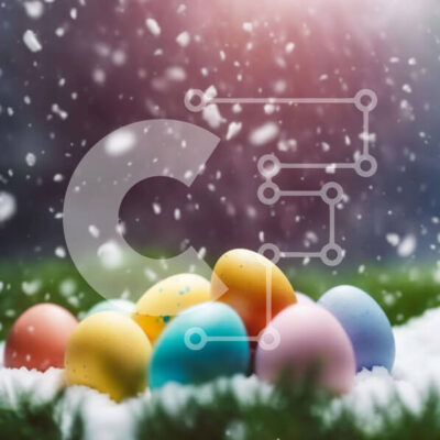 Intra Συλλεκτικό Ξύλινο Παζλ Plywood 4mm - Πολύχρωμα Πασχαλινά αυγά στο χιόνι Σε Ξύλινο Κουτί - Διαστάσεις: 10x10 cm – 25 κομμάτια - Image 1