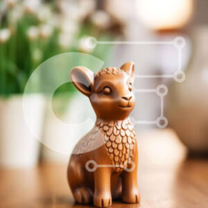 Intra Συλλεκτικό Ξύλινο Παζλ Plywood  4mm - Μικρό καφέ αγαλμάτιο ζώου στο τραπέζι Σε Ξύλινο Κουτί - Διαστάσεις: 10x10 cm – 25 κομμάτια