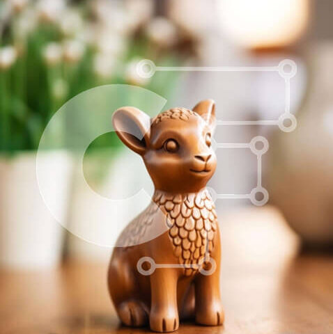 Intra Συλλεκτικό Ξύλινο Παζλ Plywood 4mm - Μικρό καφέ αγαλμάτιο ζώου στο τραπέζι Σε Ξύλινο Κουτί - Διαστάσεις: 10x10 cm – 25 κομμάτια - Image 1