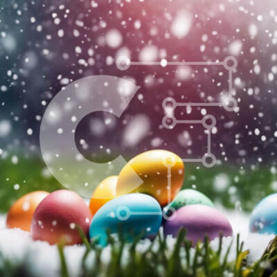 Intra Συλλεκτικό Ξύλινο Παζλ Plywood 4mm - Πολύχρωμα Πασχαλινά αυγά στο χιόνι Σε Ξύλινο Κουτί - Διαστάσεις: 10x10 cm – 25 κομμάτια - Image 1