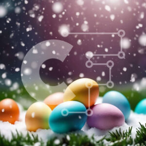 Intra Συλλεκτικό Ξύλινο Παζλ Plywood  4mm - Πολύχρωμα Πασχαλινά αυγά στο χιόνι Σε Ξύλινο Κουτί - Διαστάσεις: 10x10 cm – 25 κομμάτια