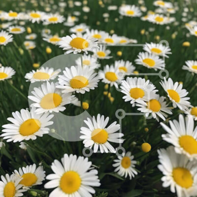 Intra Συλλεκτικό Ξύλινο Παζλ Plywood  4mm - Πεδίο με λευκές και κίτρινες μαργαρίτες στη χλοώδη περιοχή Σε Ξύλινο Κουτί - Διαστάσεις: 10x10 cm – 25 κομμάτια - Image 1