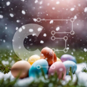 Intra Συλλεκτικό Ξύλινο Παζλ Plywood  4mm - Πολύχρωμα Πασχαλινά αυγά στο χιόνι Σε Ξύλινο Κουτί - Διαστάσεις: 10x10 cm – 25 κομμάτια