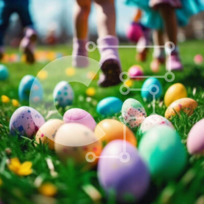 Intra Συλλεκτικό Ξύλινο Παζλ Plywood 4mm - Παιδιά που συλλέγουν πολύχρωμα Πασχαλινά αυγά Σε Ξύλινο Κουτί - Διαστάσεις: 10x10 cm – 25 κομμάτια - Image 1