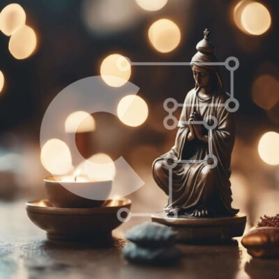 Intra Συλλεκτικό Ξύλινο Παζλ Plywood  4mm - Άγαλμα της Παναγίας με κεριά και θρησκευτικές διακοσμήσεις Σε Ξύλινο Κουτί - Διαστάσεις Puzzle: 10x10 cm – 25 κομμάτια - Image 1