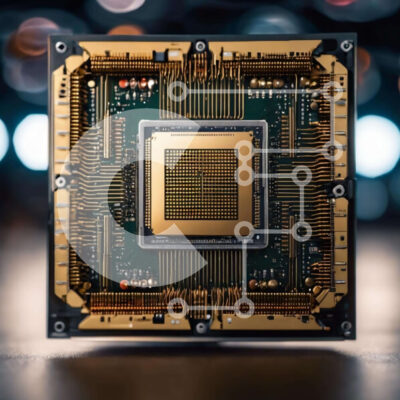 Intra Συλλεκτικό Ξύλινο Παζλ Plywood  4mm - Κοντινό πλάνο του τσιπ υπολογιστή με θολό φόντο Σε Ξύλινο Κουτί - Διαστάσεις Puzzle: 10x10 cm – 25 κομμάτια - Image 1