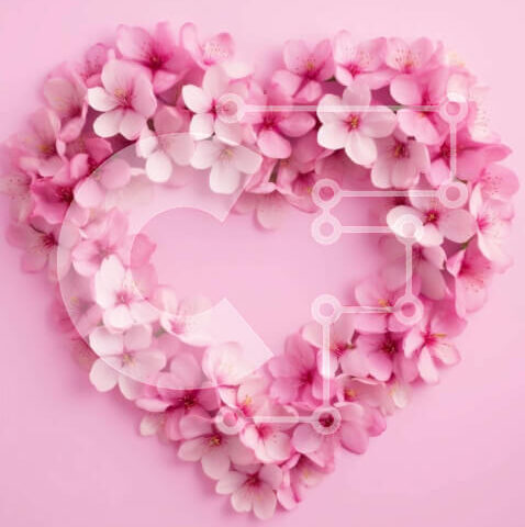 Intra Συλλεκτικό Ξύλινο Παζλ Plywood 4mm - Σύνθεση με άνθη κερασιάς σε σχήμα καρδιάς σε ροζ φόντο Σε Ξύλινο Κουτί - Διαστάσεις: 10x10 cm – 25 κομμάτια - Image 1