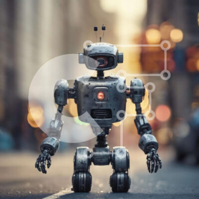 Intra Συλλεκτικό Ξύλινο Παζλ Plywood  4mm - Ρομπότ στο δρόμο Σε Ξύλινο Κουτί - Διαστάσεις Puzzle: 10x10 cm – 25 κομμάτια - Image 1