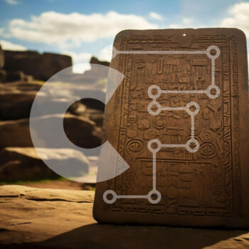 Intra Συλλεκτικό Ξύλινο Παζλ Plywood  4mm - Αρχαία πέτρινη ταμπλέτα με σύμβολα και ιερογλυφικά Σε Ξύλινο Κουτί - Διαστάσεις Puzzle: 10x10 cm – 25 κομμάτια - Image 1