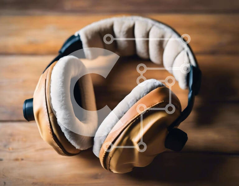 Intra Συλλεκτικό Ξύλινο Παζλ Plywood  4mm - Ζευγάρι ακουστικά σε ξύλινο τραπέζι Σε Ξύλινο Κουτί - Διαστάσεις: 10x10 cm – 25 κομμάτια